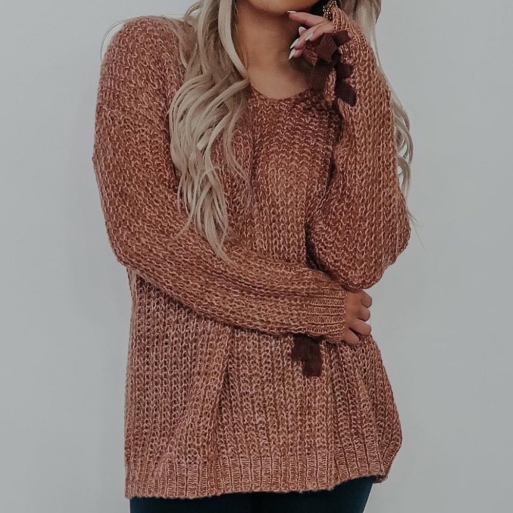 . Shop Hope’s Oversized Criss Cross Back Open Knit Sweater - Picture 2 of 10